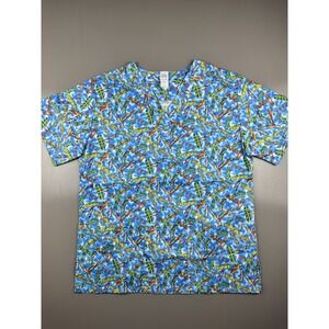 Scrub Station VS Collection Women's V Neck Size Small Skateboard Multicolor New